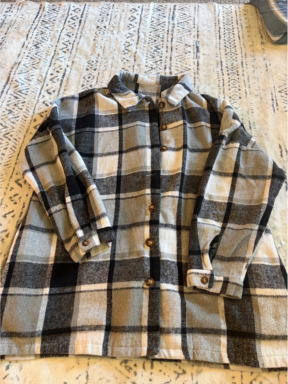 Plaid Button-Up Flannel Shirt Jacket womens medium